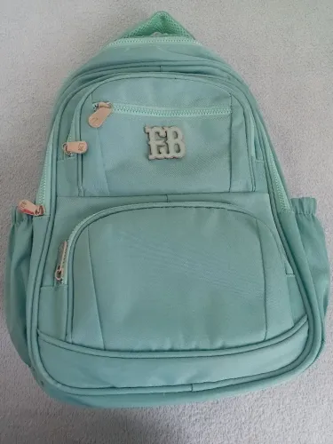 Mochila feminina verde água com vários compartimentos nova