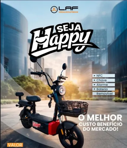 Scooter Eletrica HAPPY (LAF) 500W (bateria de Lítio Removível) (ZERO KM - SOMOS LOJA)