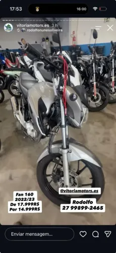 HONDA CG FAN 160 PRATA 2023 Shalon veículos Cariacica