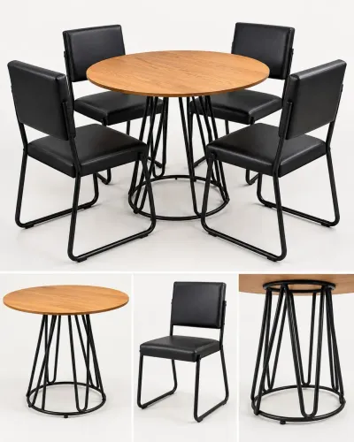 ? Mesa de jantar redonda com 4 cadeiras ? estilo industrial!