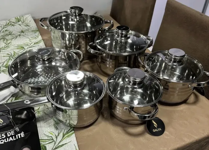Conjunto de Panelas Aço Inox Fundo Triplo [Compatível com Indução]
