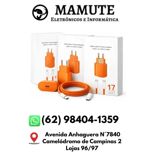Carregador Turbo 40w Usb-c Compatível Iphone Laranja