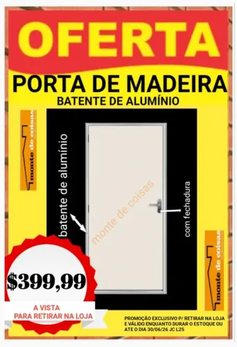PORTA DE MADEIRA C/ BATENTE DE ALUMÍNIO BRANCO !! PROMOÇÃO !!