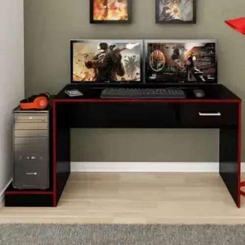 Oferta Mesa Gamer Na Cor Preto/Vermelho Novo!