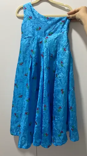Vestido azul florido festa infantil menina