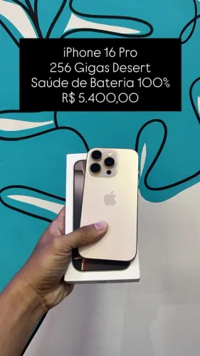 Seminovo: iPhone 16 Pro / 256 GB / Desert / Saude de Bateria 100% - Loja Fisica