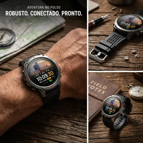 SMARTWATCH  COM GPS + LANTERNA ? COMPATÍVEL COM STRAVA ? TOP DE LINHA!