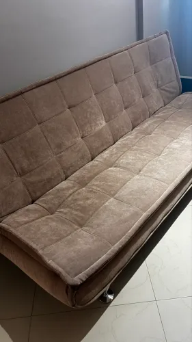 Sofá cama em suede