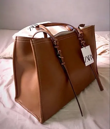 bolsa tote bag zara caramelo