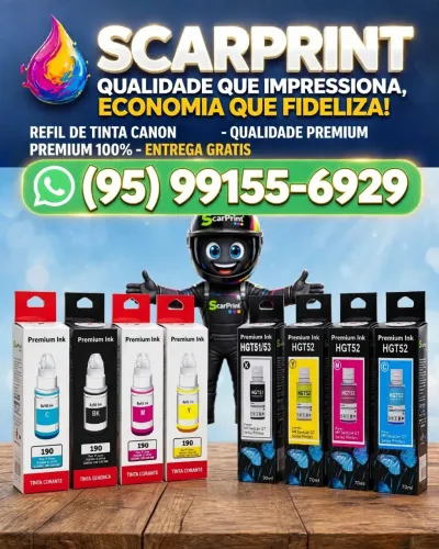 Refil de tintas de impressora HP GT Ecotank e Refil de tintas cânon entrega grátis