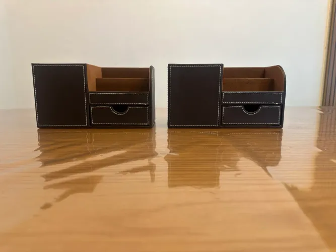 2 Organizadores de Mesa em Couro PU com Gaveta - Elegante e Funcional