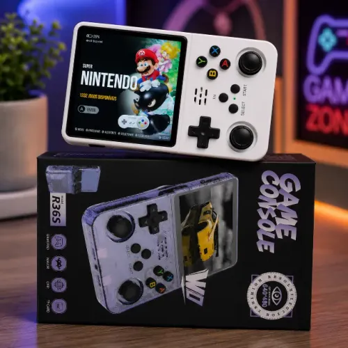 Vídeo game Portátil horizontal R36s 20000 + Jogos 64gb Tela IPS 3.5 Polegadas Branco