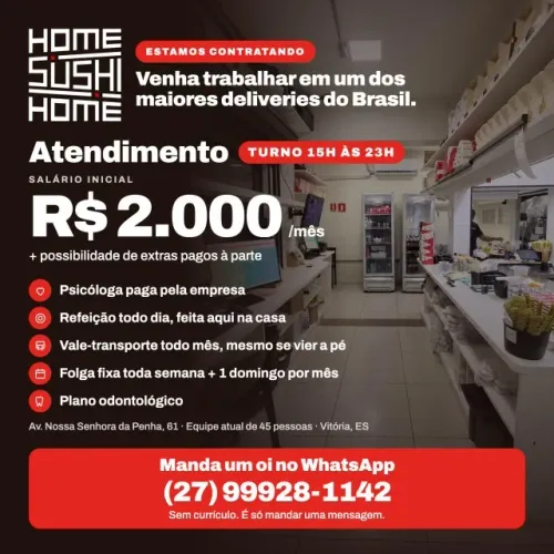 Vaga de Atendente - Venha fazer parte do nosso time!