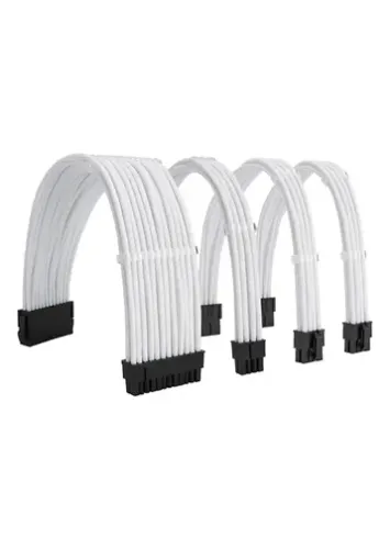 Kit 4 Cabos Sleeved Branco Extensor TC-30 300mm Atx24pin PCI-E 8Pin cpu 8pin Branco/Preto 