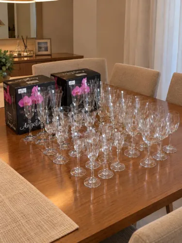 Conjunto 35 Taças de Cristal - Bohemia Angelina 29 Peças + 6 Taças Extras - Completo