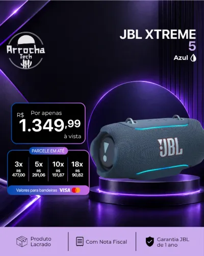 Caixa de Som JBL Xtreme 5 Azul - Lacrada - Com Nota Fiscal - Garantia JBL de 1 ano