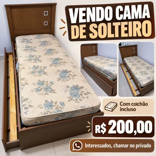Cama de solteiro com colchão