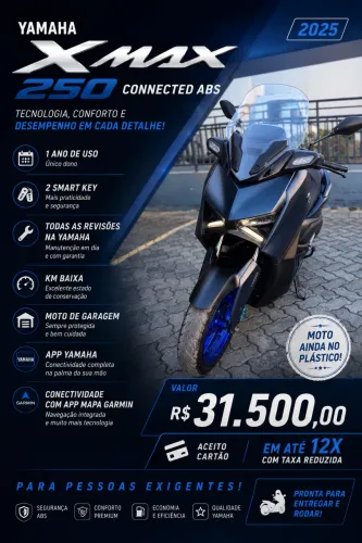 Yamaha XMAX 250 Connected ABS 2025 | Baixa KM | Impecável | Revisada | R$ 31.500
