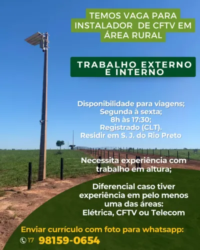 INSTALADOR DE CFTV EM ÁREA RURAL