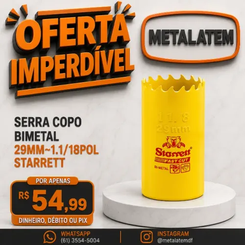 Serra Copo Bi-Metal Starrett 29 mm - 1.1/8"