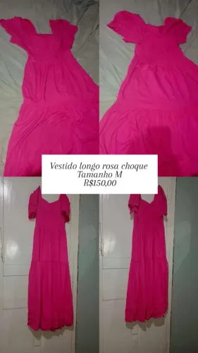 Vestido longo rosa choque
