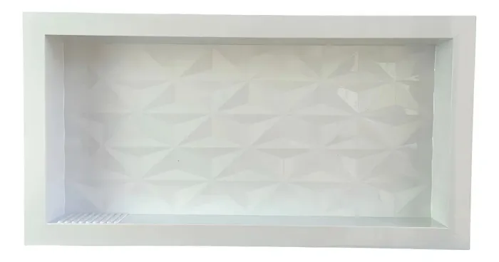 Nicho Banheiro 30x60 Fundo 3d Embutir Parede Porta Shampoo Cor Branco Alaska