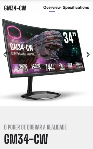 Monitor 34 pl - Cooler Master GM34-CW