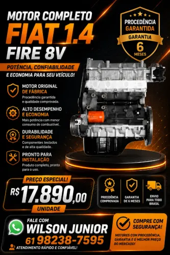 MOTOR COMPLETO FIAT 1.4 FIRE 8V - ORIGINAL DE FÁBRICA