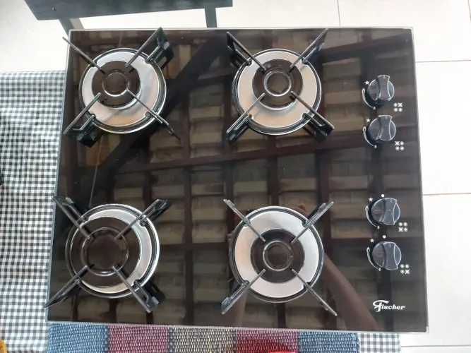 Cooktop 4 Bocas Fischer Vidro Preto (Estado de Zero / Quase sem uso)
