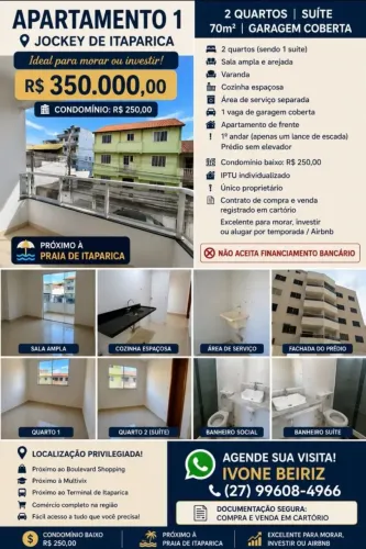 VENDO APTO 2 QRTS PRIMEIRO ANDAR JOCKEY DE ITAPARICA