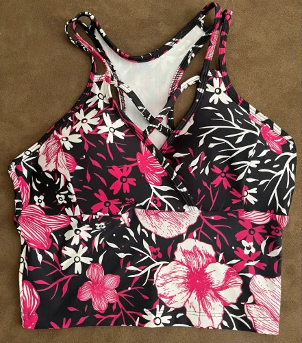 Top estampado rosa/preto