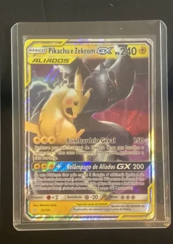 Pikachu e Zekrom GX (33/181) ? D ? da expansão Sol e Lua em português.