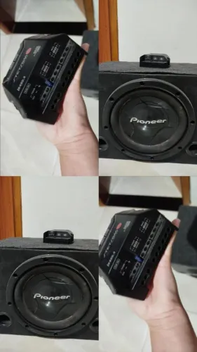 Subwoofer Pioneer 308 com caixa e módulo Stetson iron line 400.4