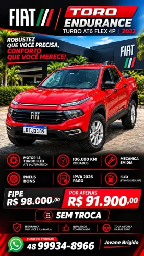 Fiat Toro Endurance 1.3 T270 4X2 Flex AUT 2022