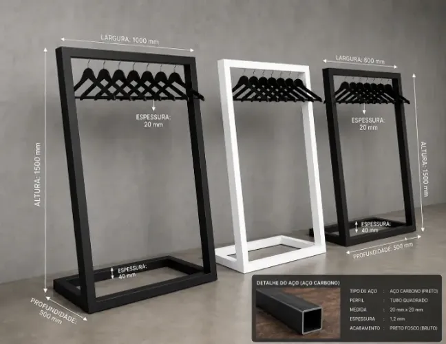 Arara de roupas em Metalon com design moderno e resistente
