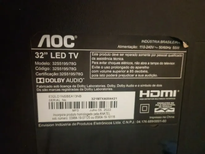 Vendo uma TV 32 polegadas prá retirada de peças