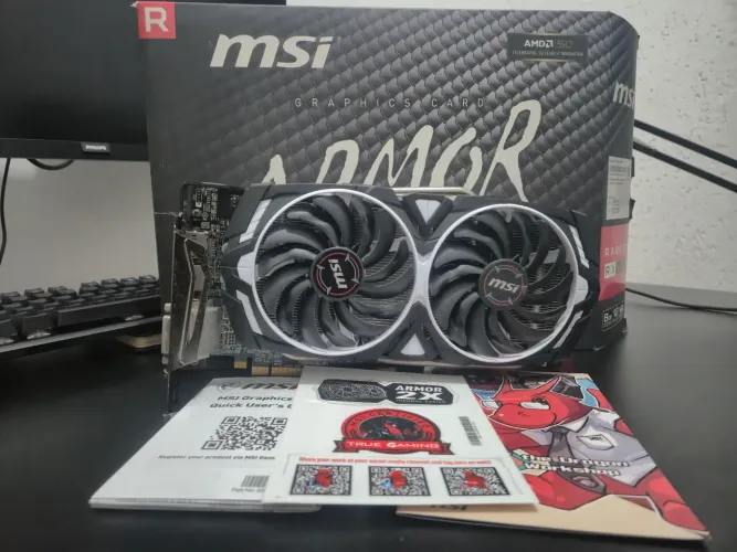 Placa de Vídeo MSI RX 580 Armor 2x 8GB GDDR5 | Na Caixa Original (Único Dono)