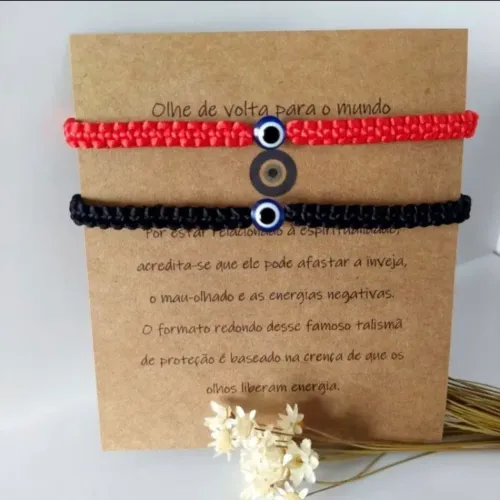 Kit de 2 Pulseiras de Proteção Olho Grego Contra Energia Negativa Pulseira da Amizade