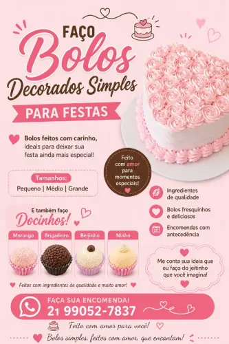 Faço bolos e docinhos para festas