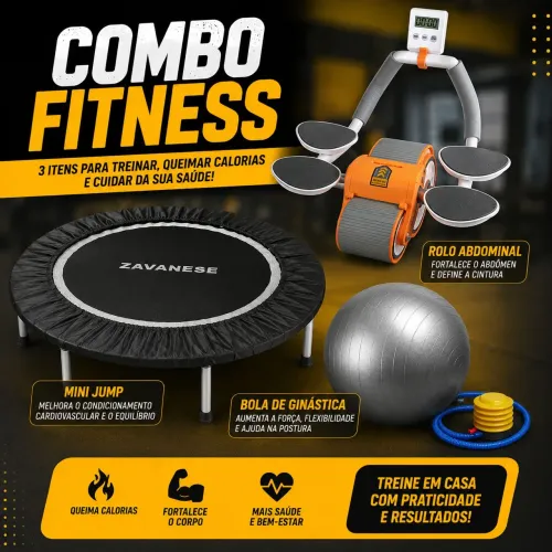 Combo Fitness Jump, Bola de Ginástica e Rolo Abdominal