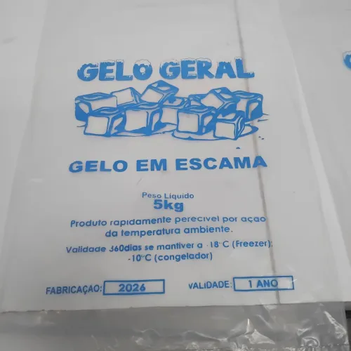 Embalagens para gelo filtrado e escama