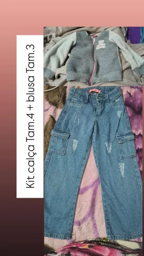 Kit Calça jeans tam.4 + Blusa Frio Tam.3