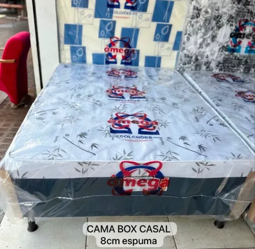 Cama box de casal com colchão conjugado 8cm D28 NOVO $700 entrega grátis