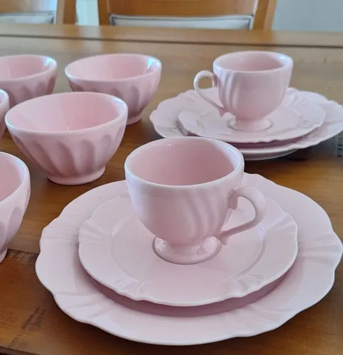 Jogo porcelana rosa Oxford completo