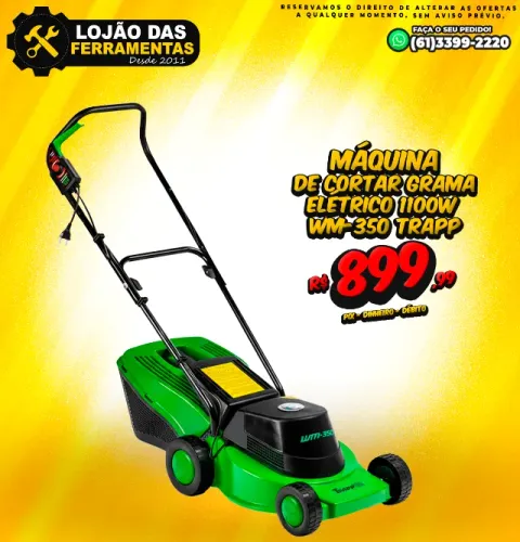 Máquina de Cortar Grama Elétrico 1100w Wm-350 Trapp