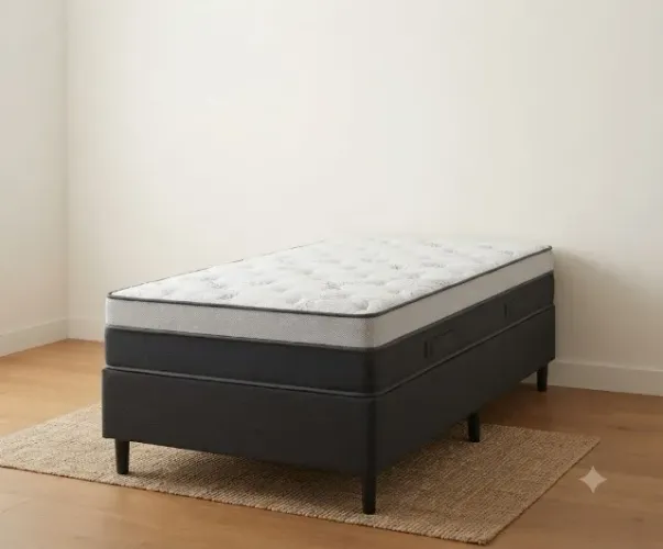 Conjunto Base com Colchão Solteiro de Molas Ensacadas - Novo