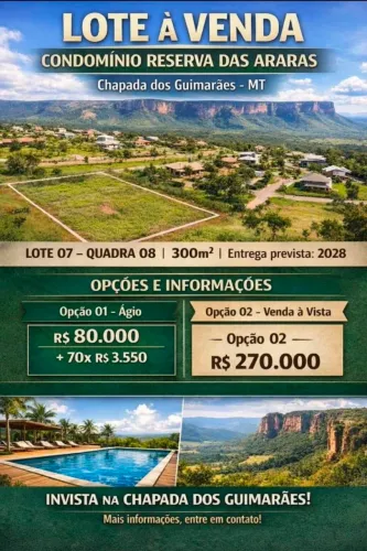 terreno condomínio em chapada dos Guimarães
