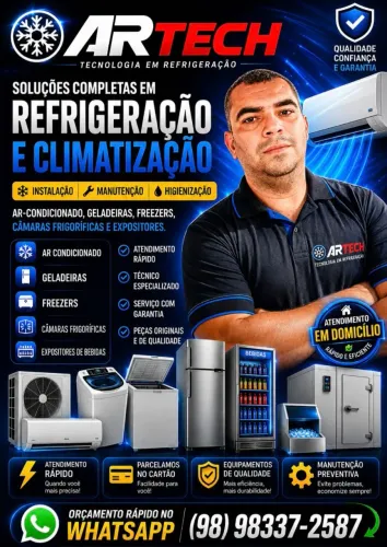 Instalação, limpeza, manutenção, carga de gás