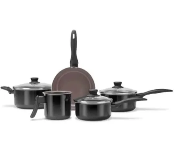 Conjunto de panelas de cerâmica e antiaderente Brinox.