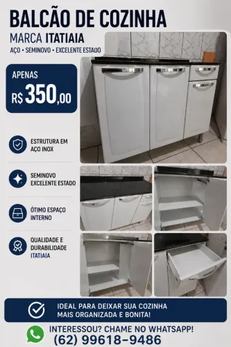 Balcão de cozinha Itatiaia Aço Inox
